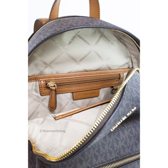 NEW Michael Kors Sally Medium Brown Signature PVC 2-in-1 Tablet Case Backpack